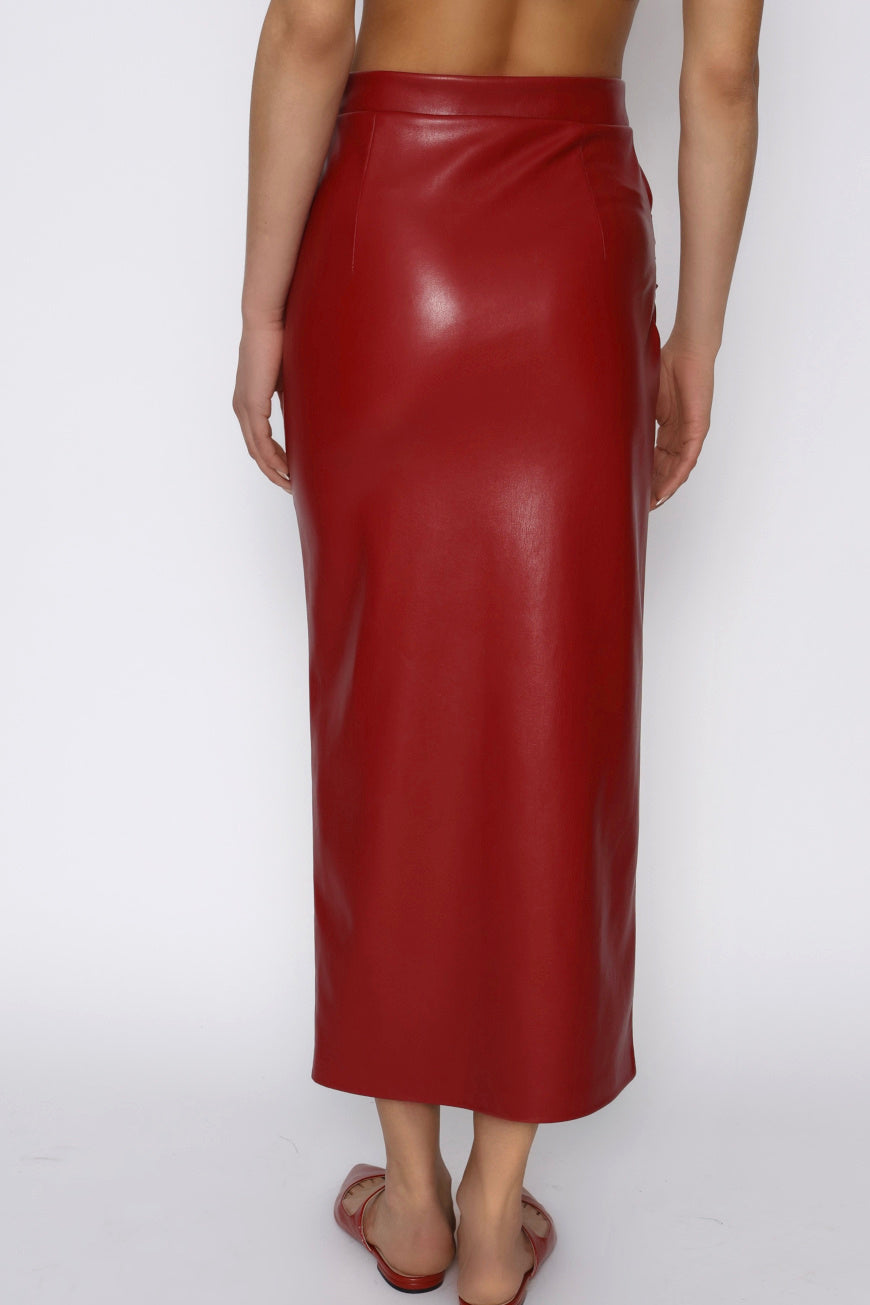 Vegan Leather Midiskirt red