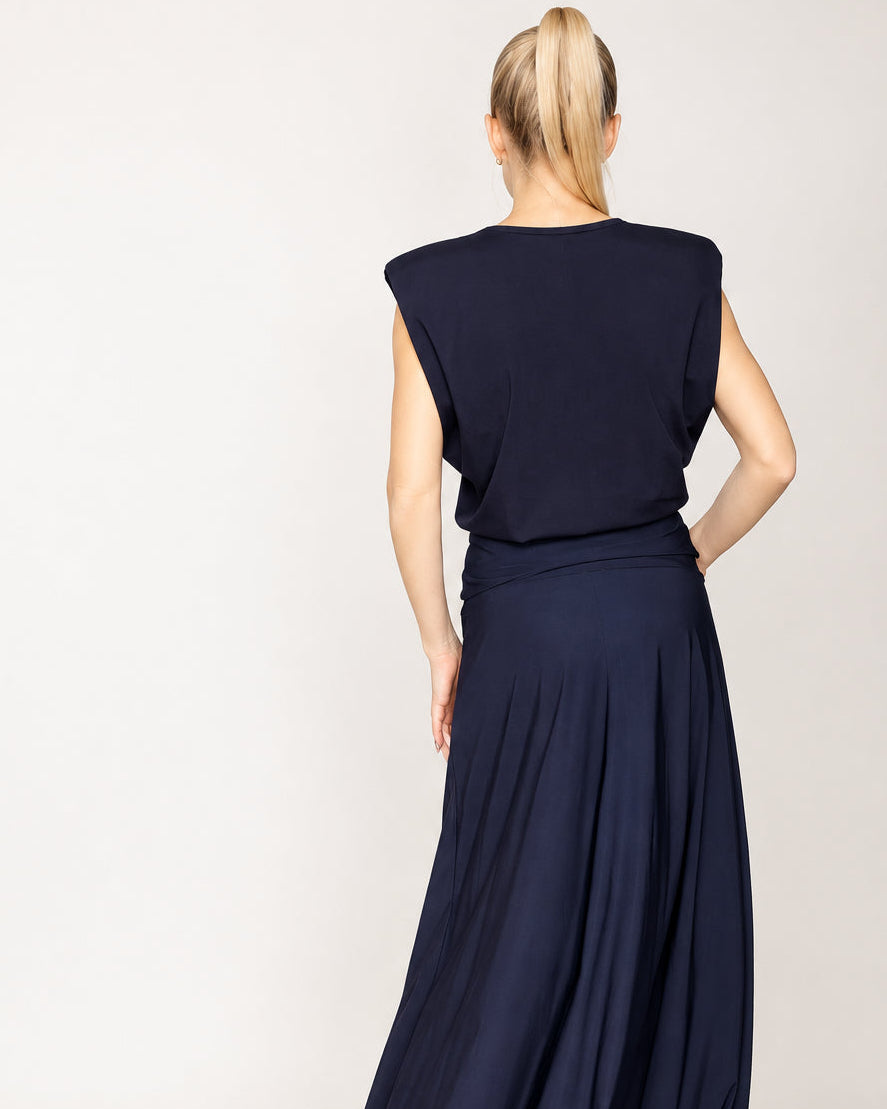 Padded V-Neck Top navy