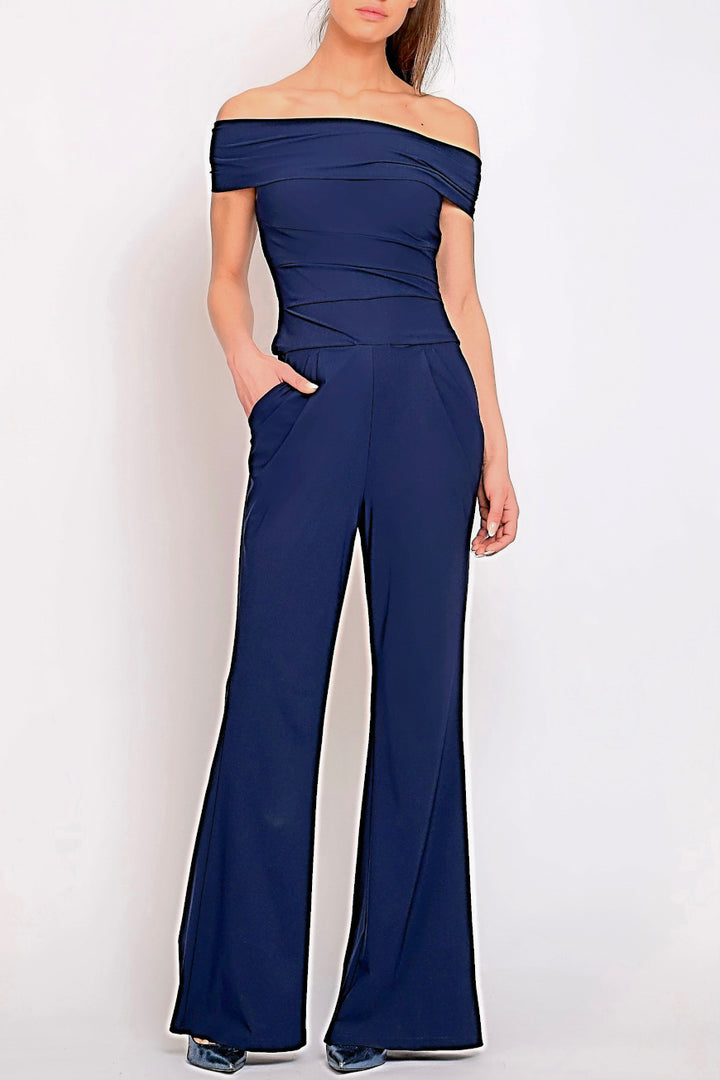 Off Shoulder Jumpsuit dark blue