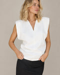 Padded V- Neck Top off white