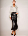 Midi Pencil Skirt Leather black