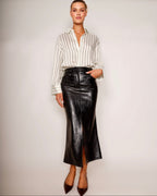 Midi Pencil Skirt Leather black