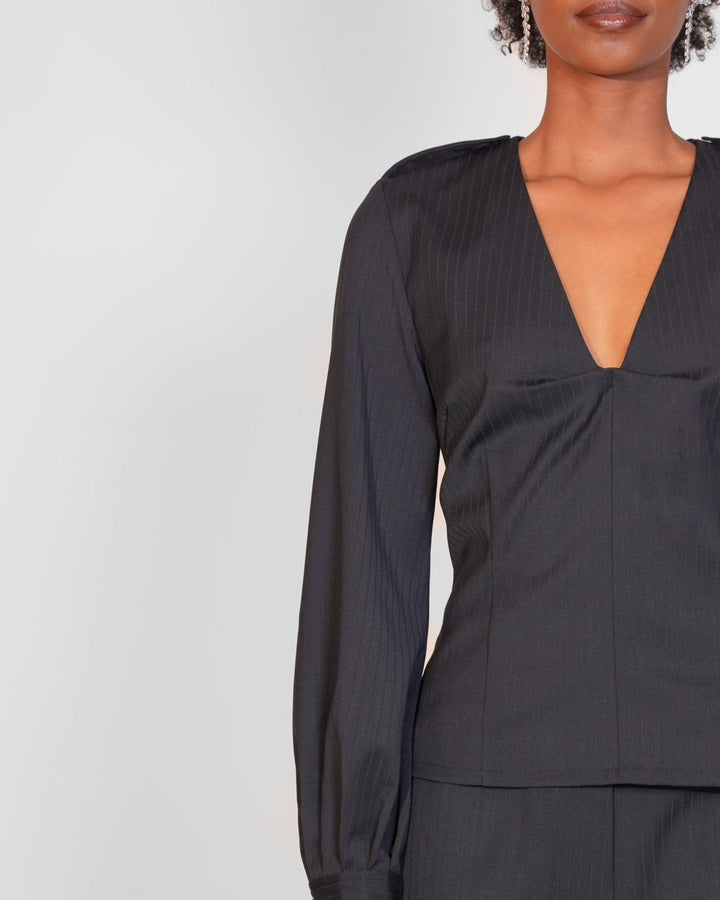 Utility Blouse navy pinstripe