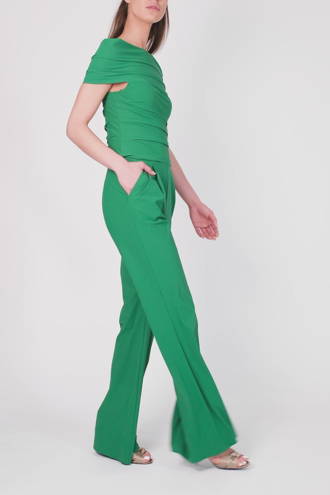 Off Shoulder Jumpsuit Spring green