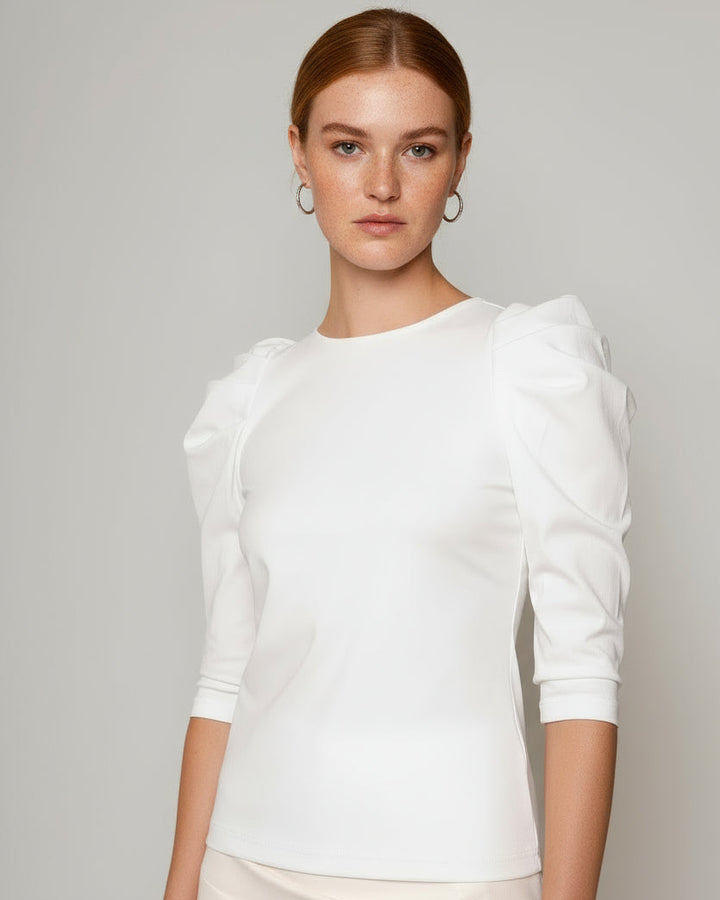 Puffed Sleeved Shirt off white