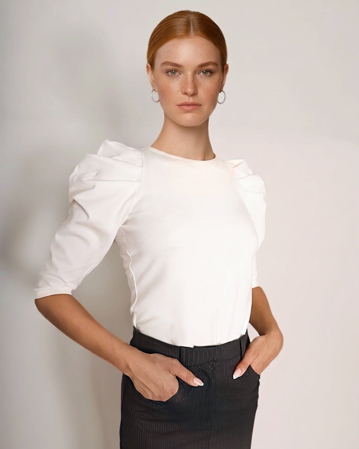 Puffed Sleeved Shirt off white