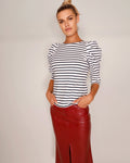 Puffed Shoulder Shirt Striped