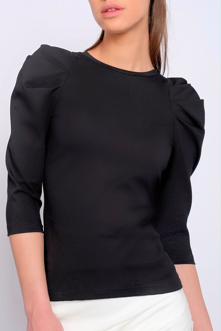 Puffed Sleeved Shirt Black