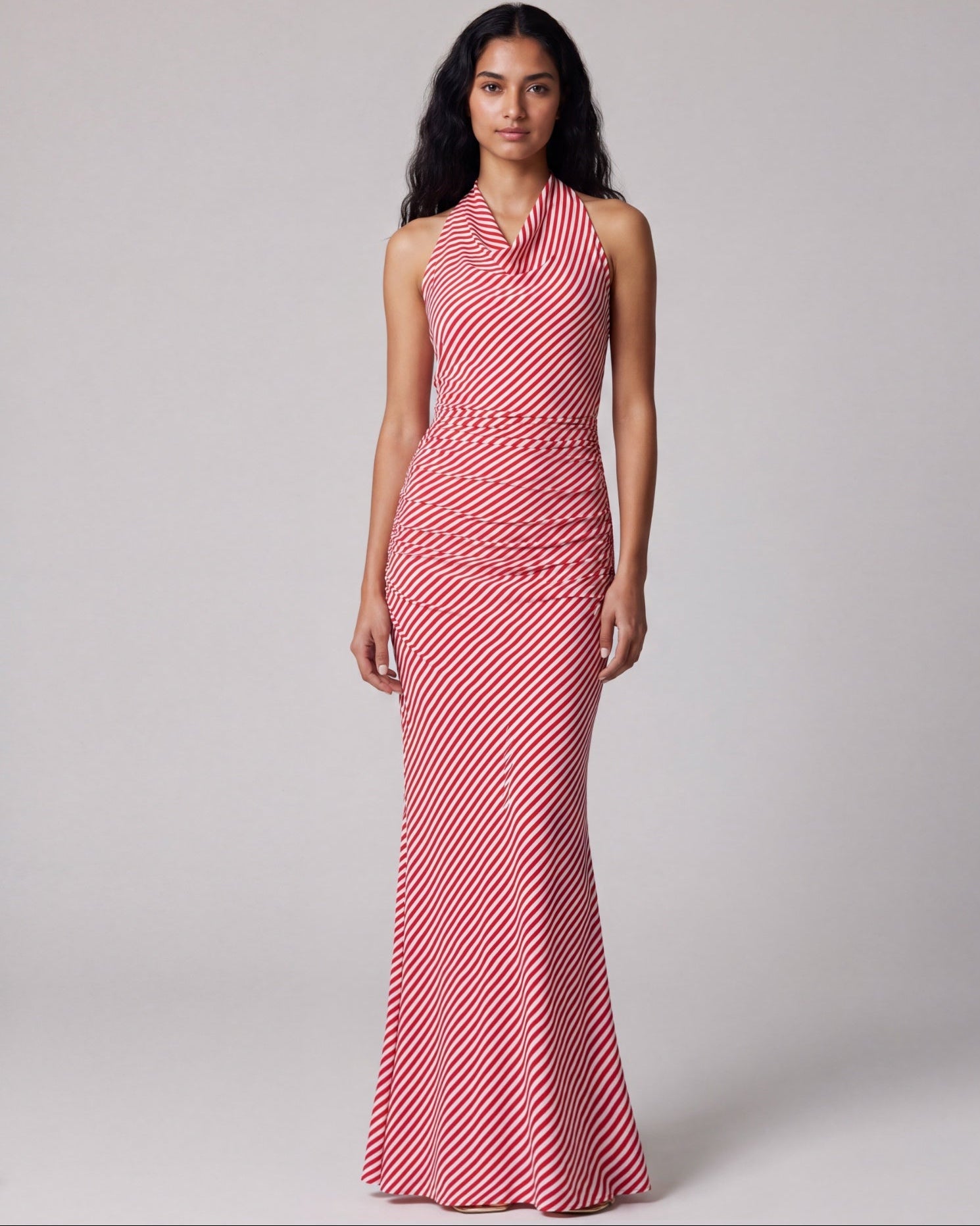 Gestreiftes Neckholder-Kleid Breton Rot von Sonja Kiefer