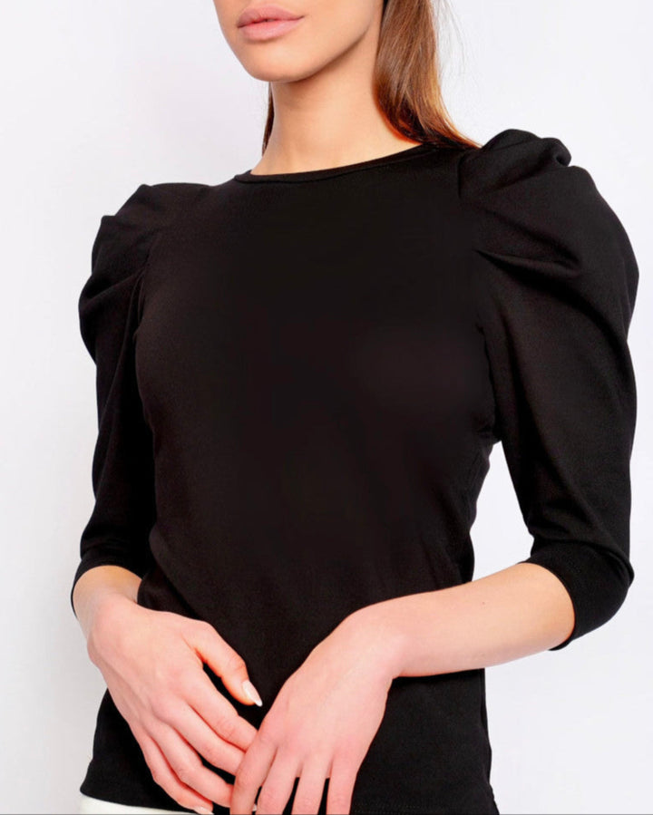 Puffed Sleeved Shirt Black