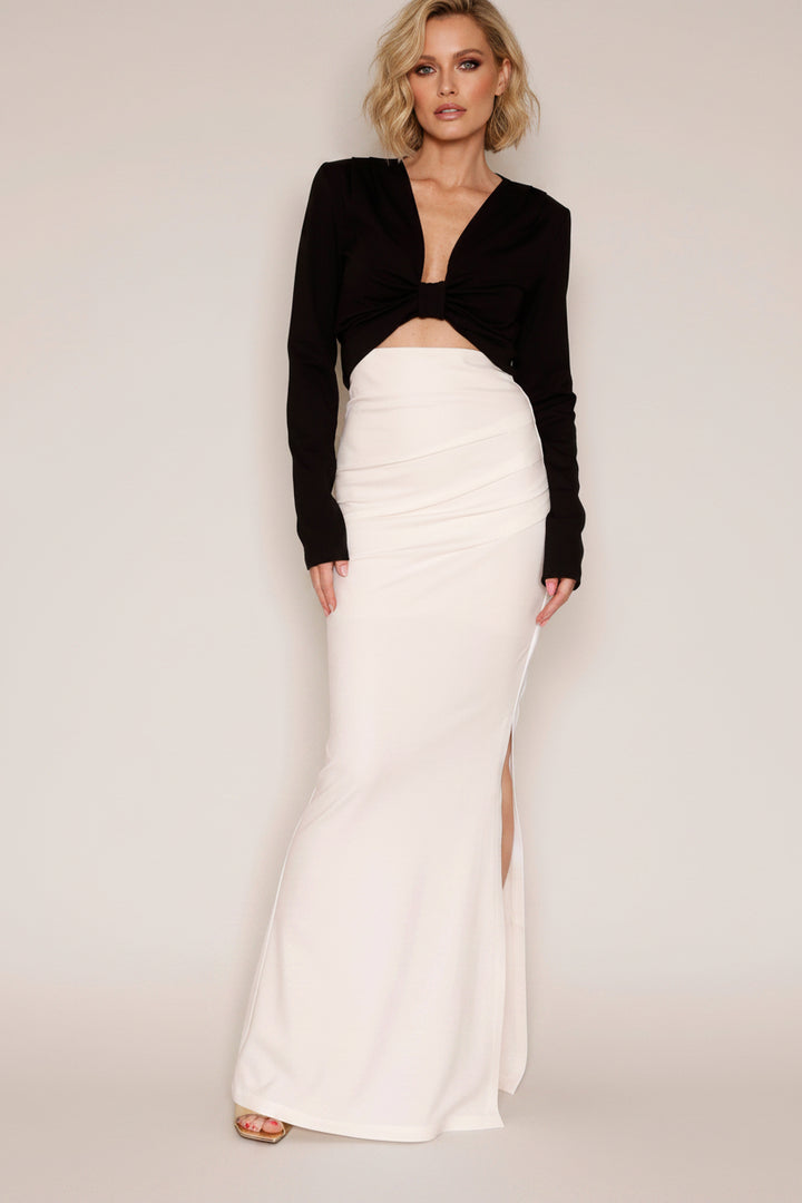 High Waisted Jersey Skirt off white