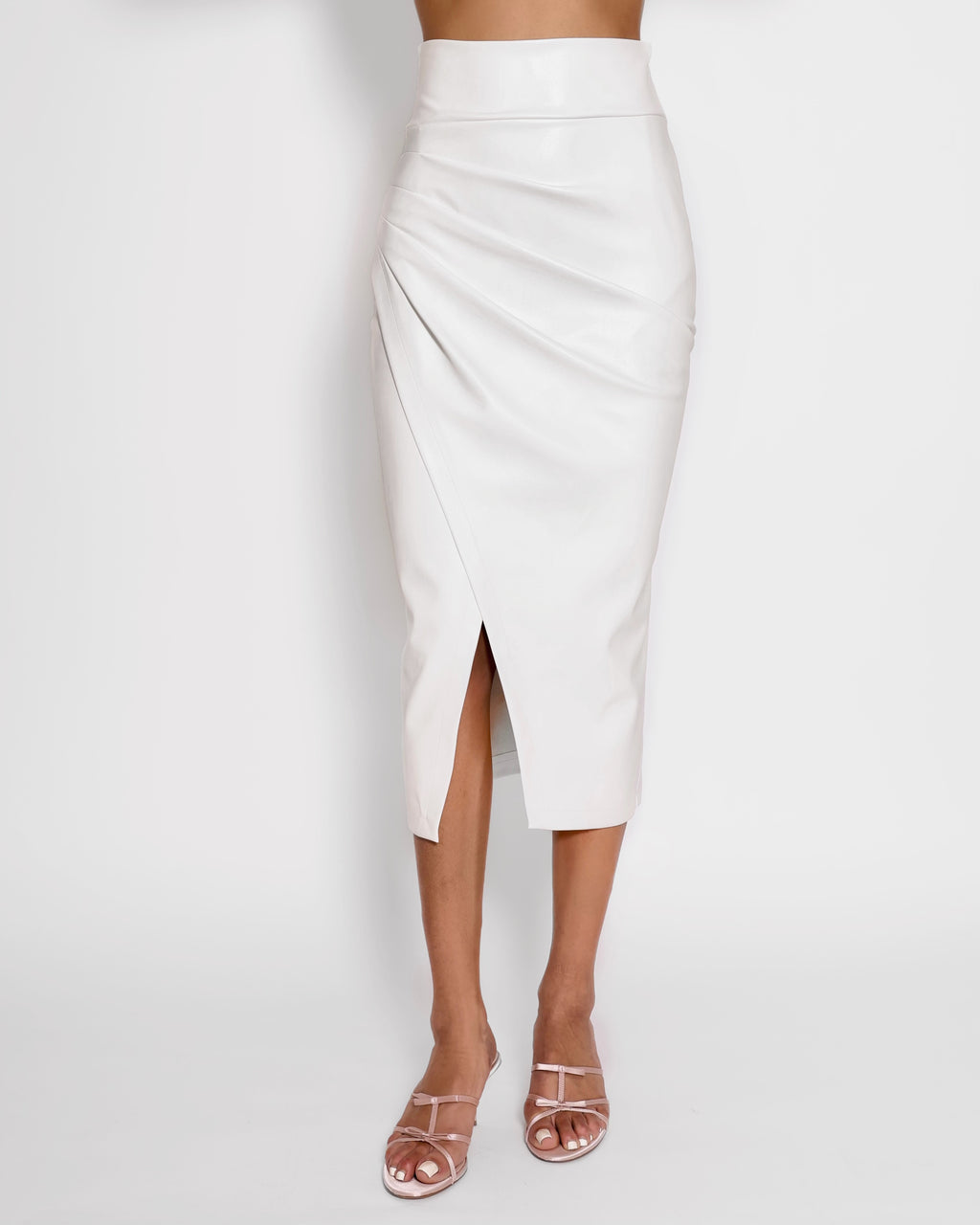 Vegan Leather Midi Skirt marshmellow