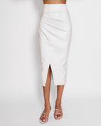 Vegan Leather Midi Skirt marshmellow