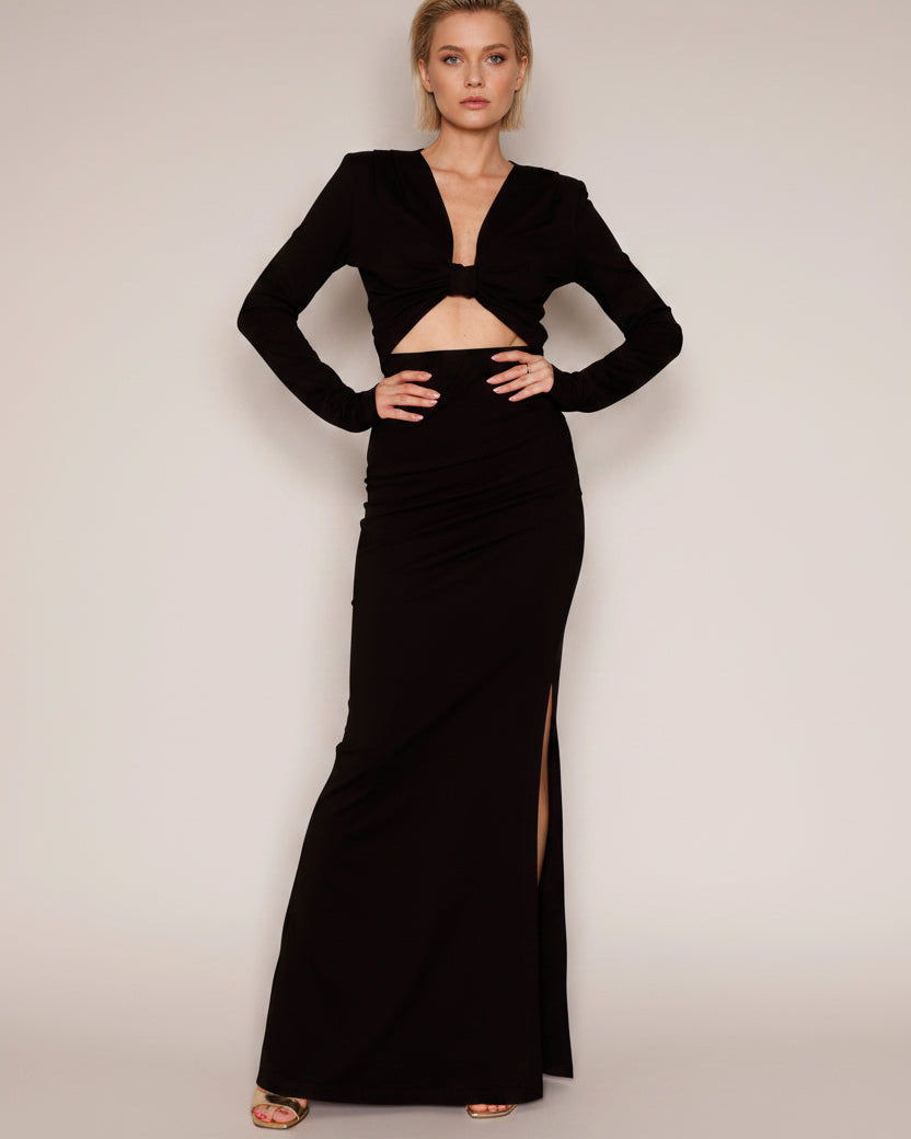 High Waisted Jersey Skirt Black
