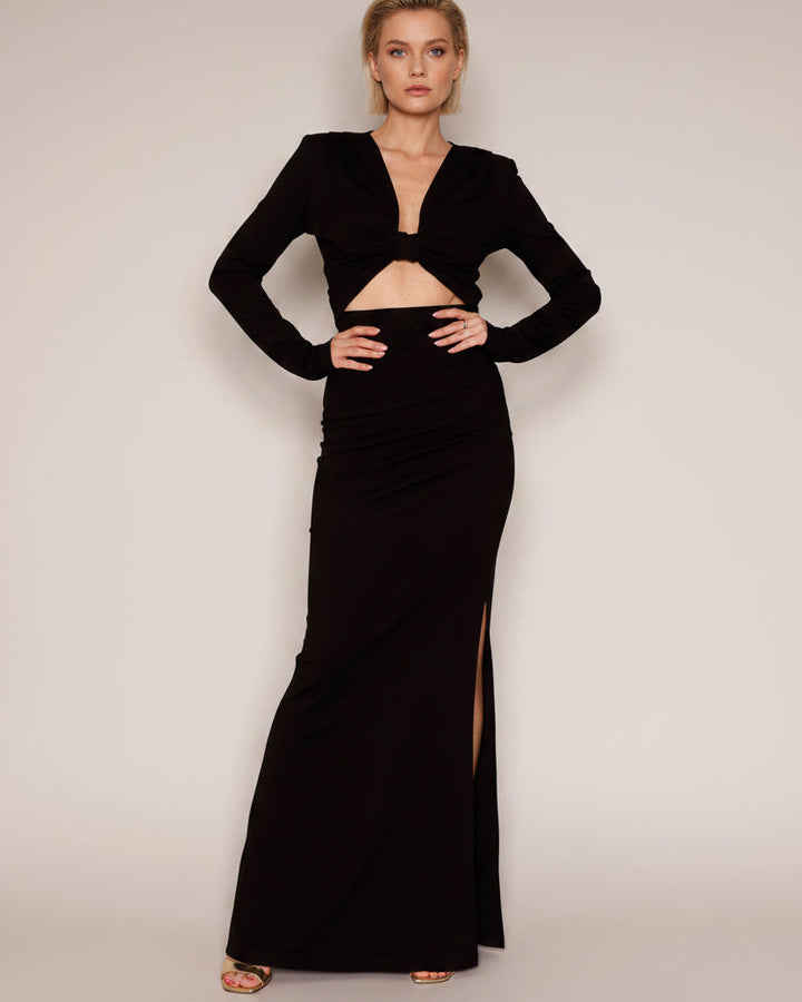 High Waisted Jersey Skirt Black