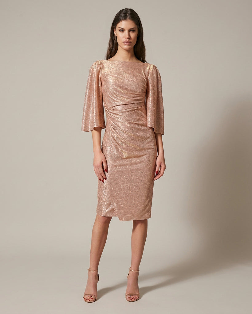 Sleeved Invitation Dress Rosegold