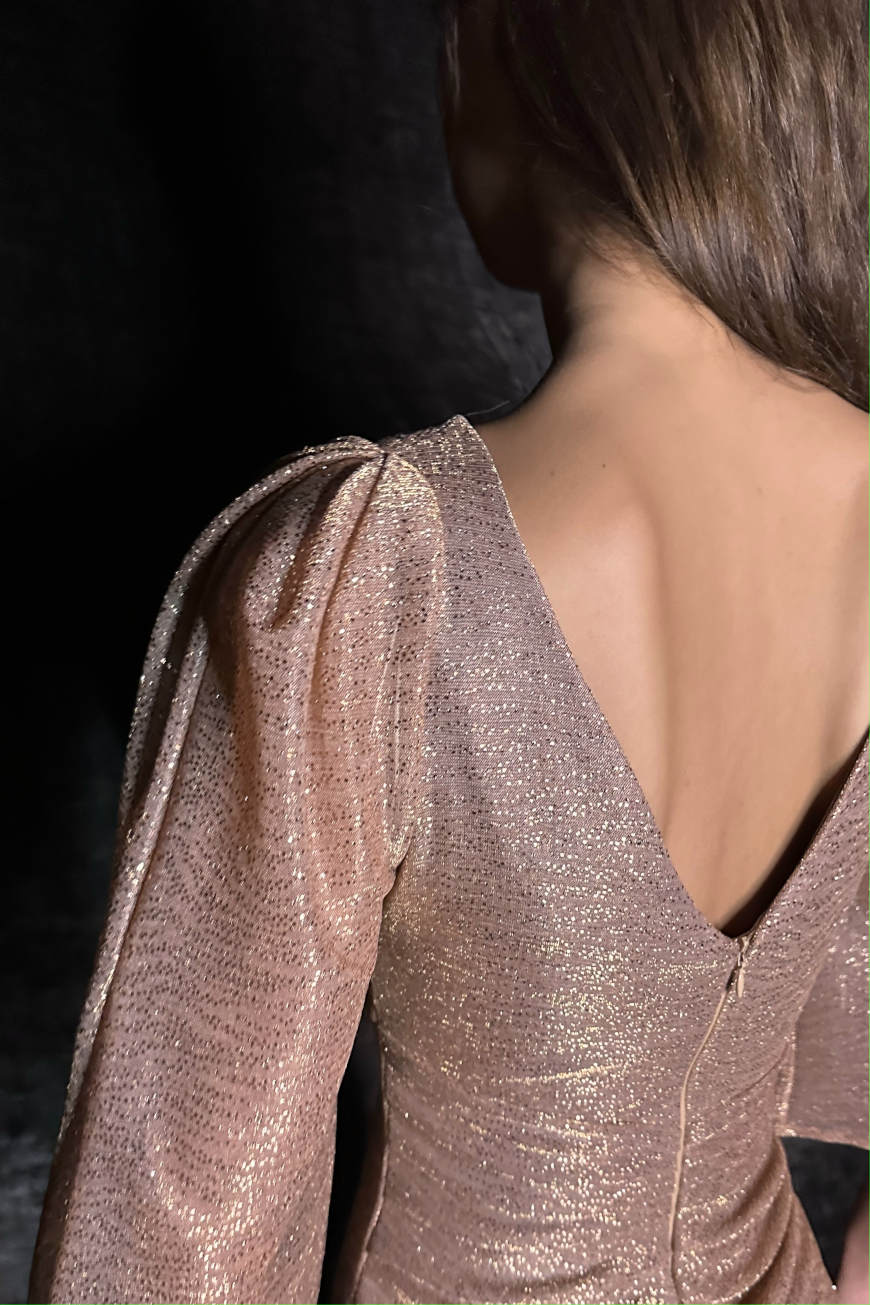 Sleeved Invitation Dress Rosegold
