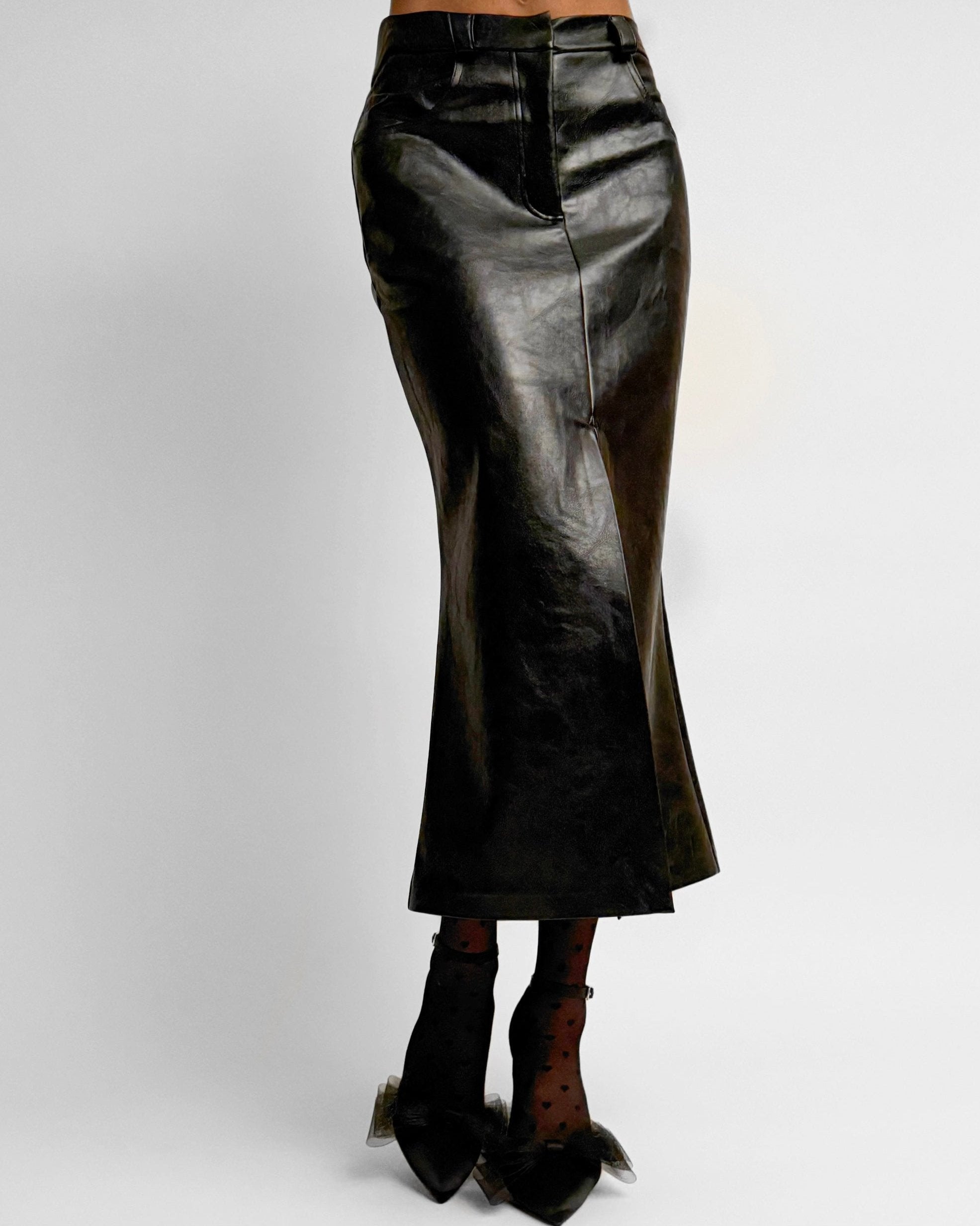 Sporty Midiskirt black vegan Leather