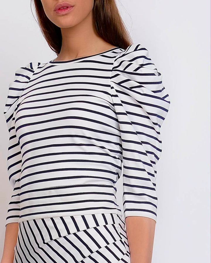 Striped Puffed Shoulder Shirt