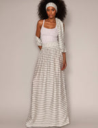 Sheer Striped Maxi Skirt Set