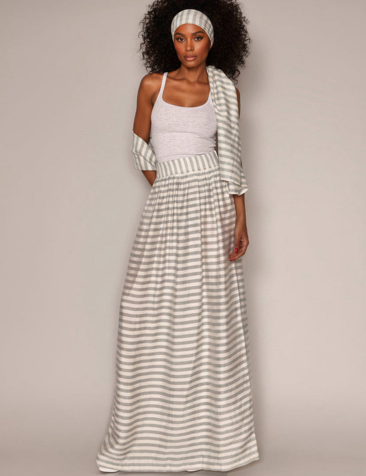 Sheer Striped Maxi Skirt Set
