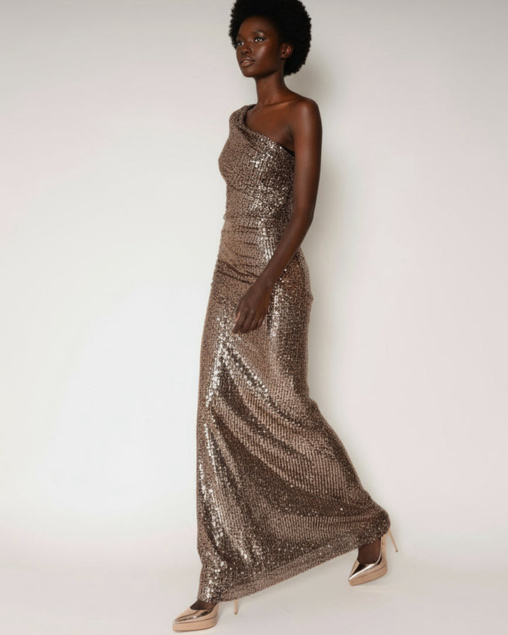 Asymmetric Dress vintage gold