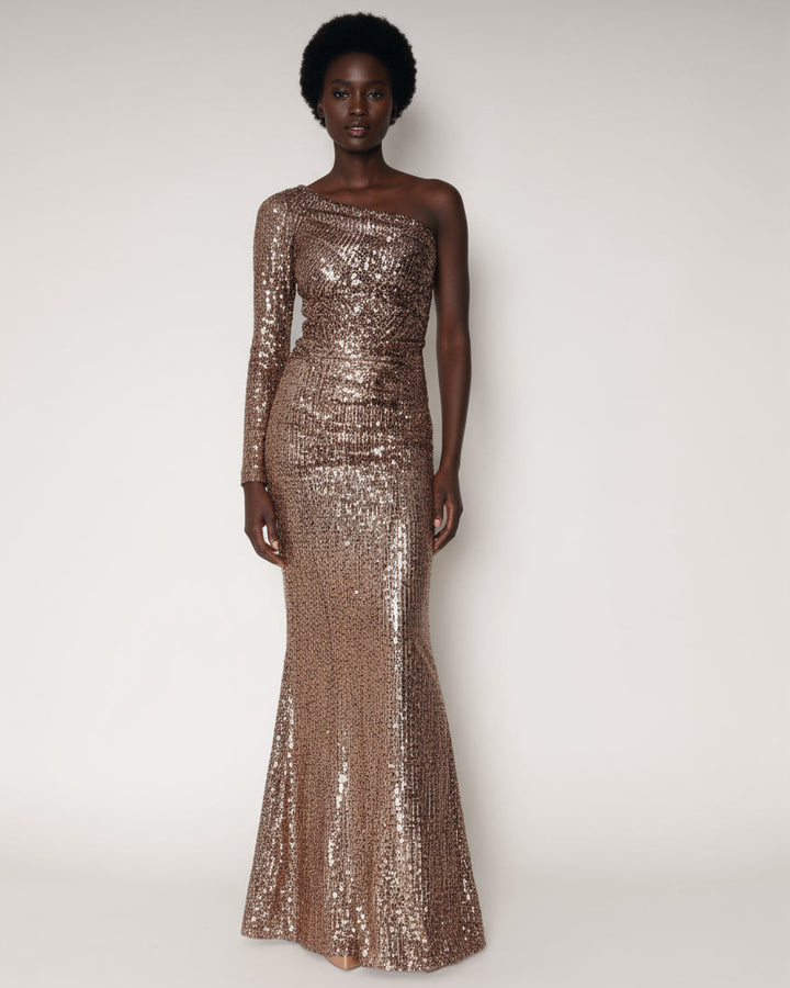 Asymmetric Dress vintage gold