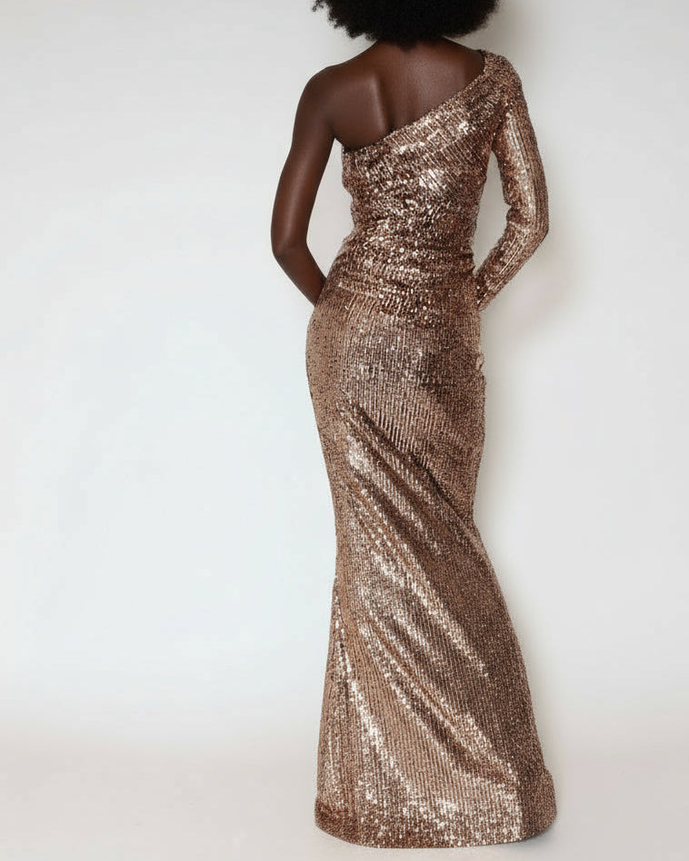 Asymmetric Dress vintage gold