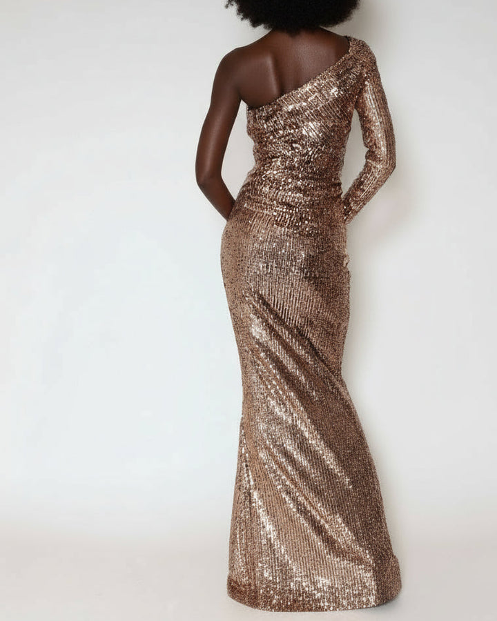 Asymmetric Dress vintage gold