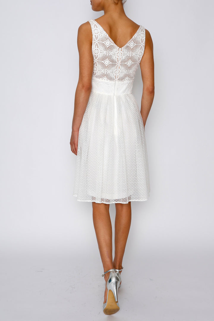 White Crochet Mix Dress