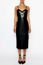 Cut-out-Kleid aus veganem Leder Schwarz von Sonja Kiefer