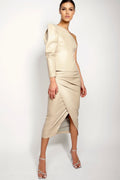 Vegan Leather Midiskirt sand