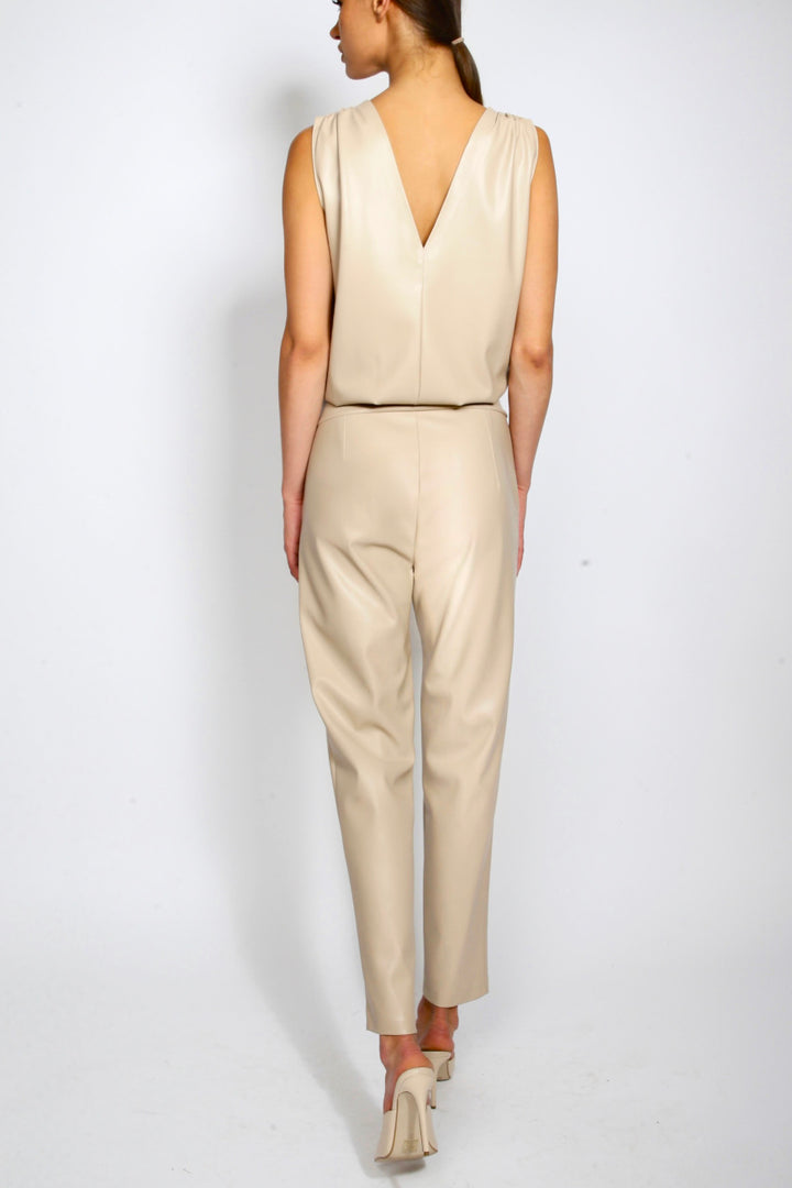 Vegan Leather Jumpsuit sand